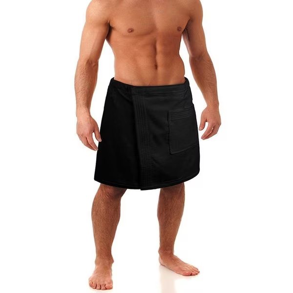 Premium Terry Velour Spa Wrap- Black for Men, Towelsoft, Mfr#: Body Wrap-Terry-WV4001-BLK